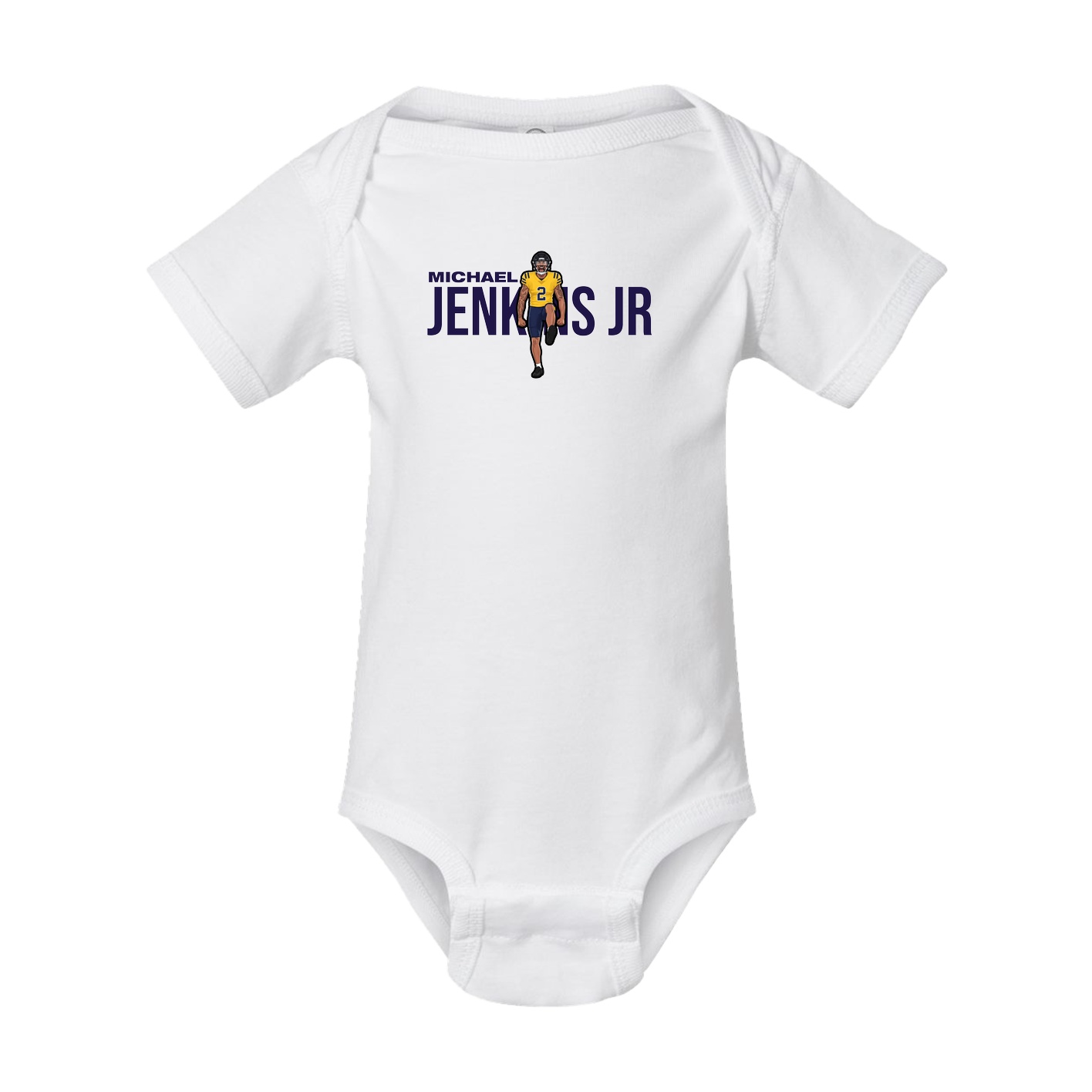 Baby Onesie — Player Name in White