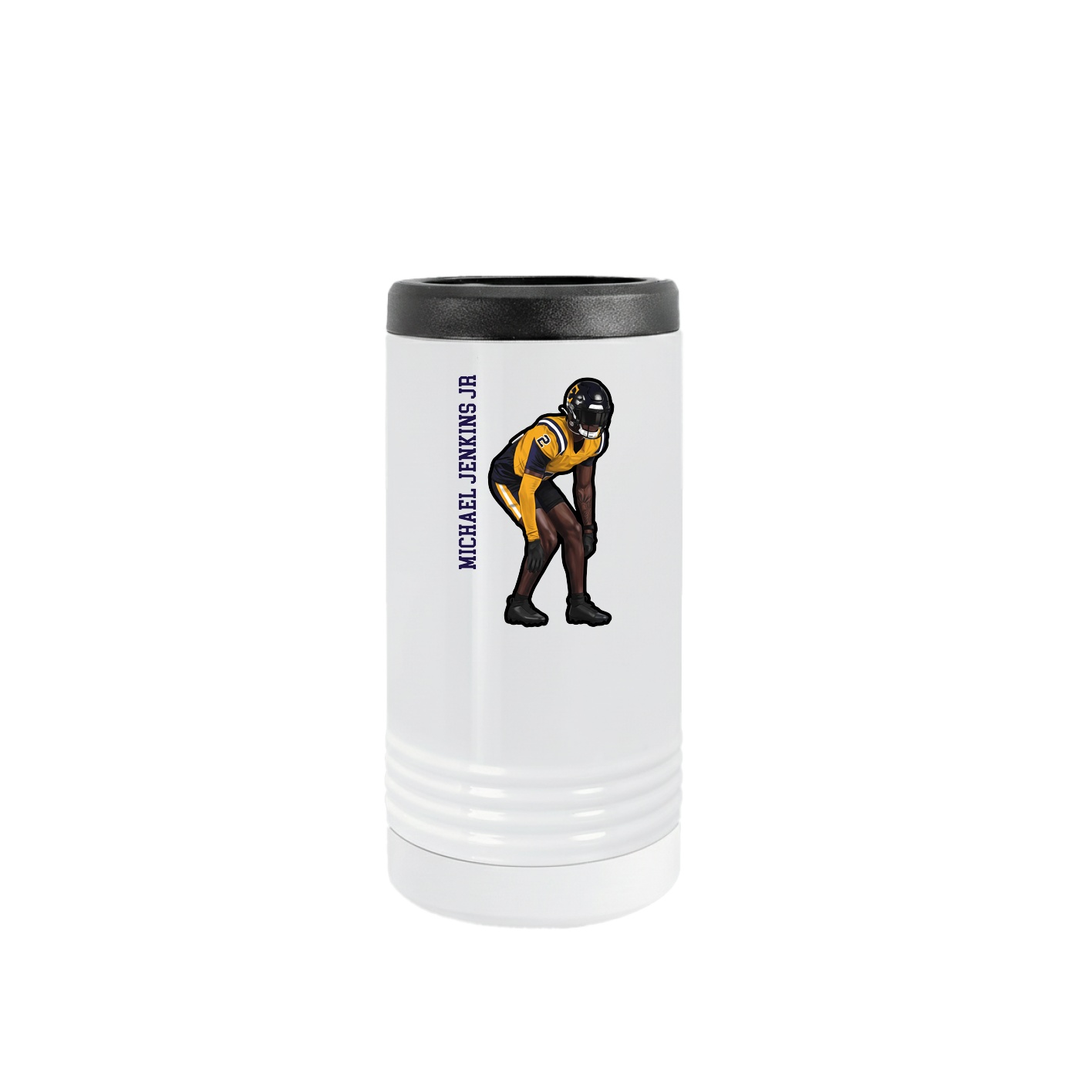 Slim Beverage Holder — Name Vertical in White