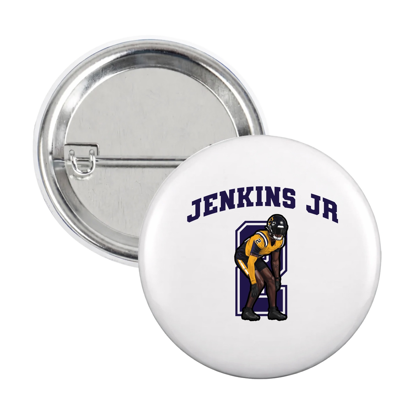 Game Day Button — Number in White