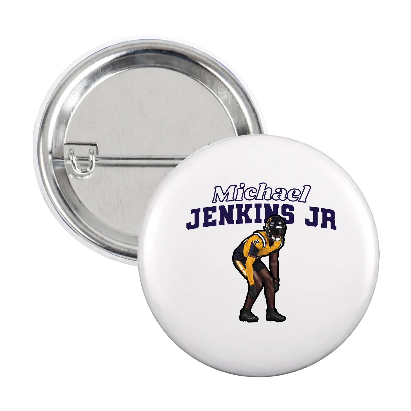 Game Day Button — Name Arch in White