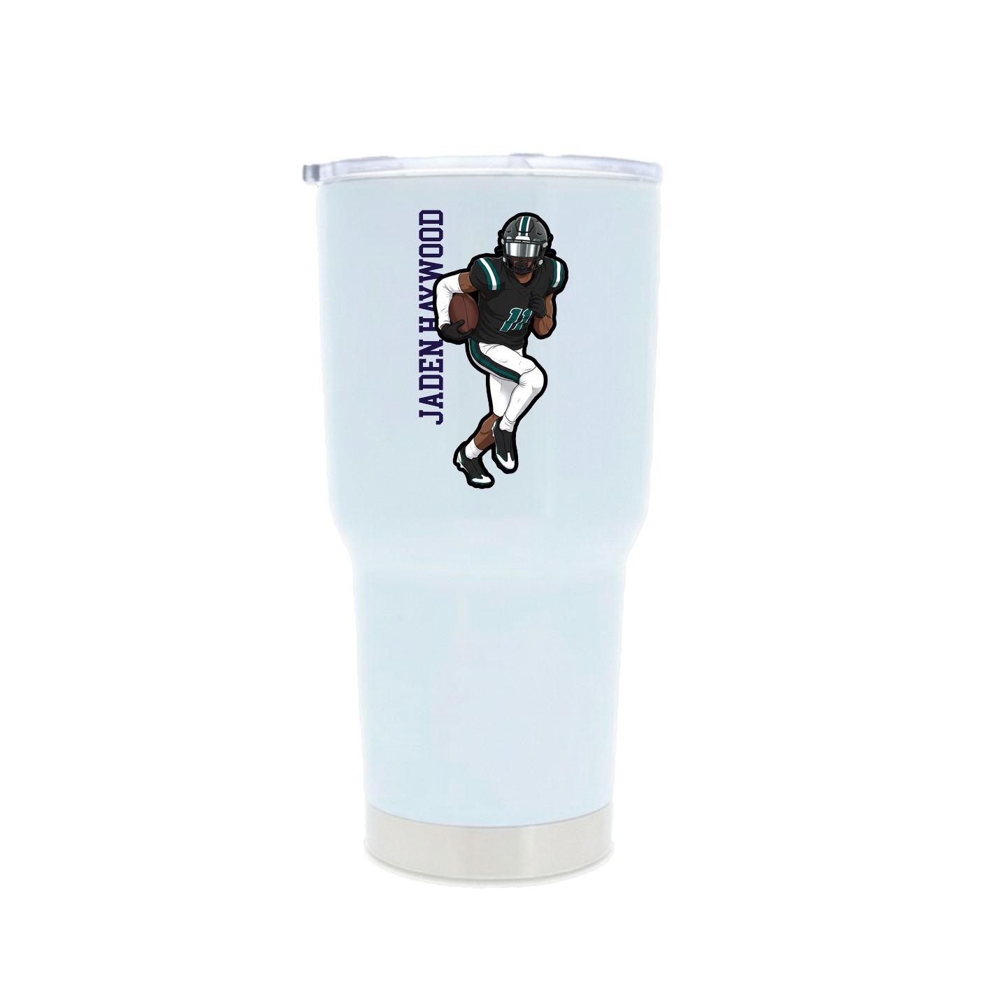 30oz Stainless Steel Tumbler — Name Vertical in White