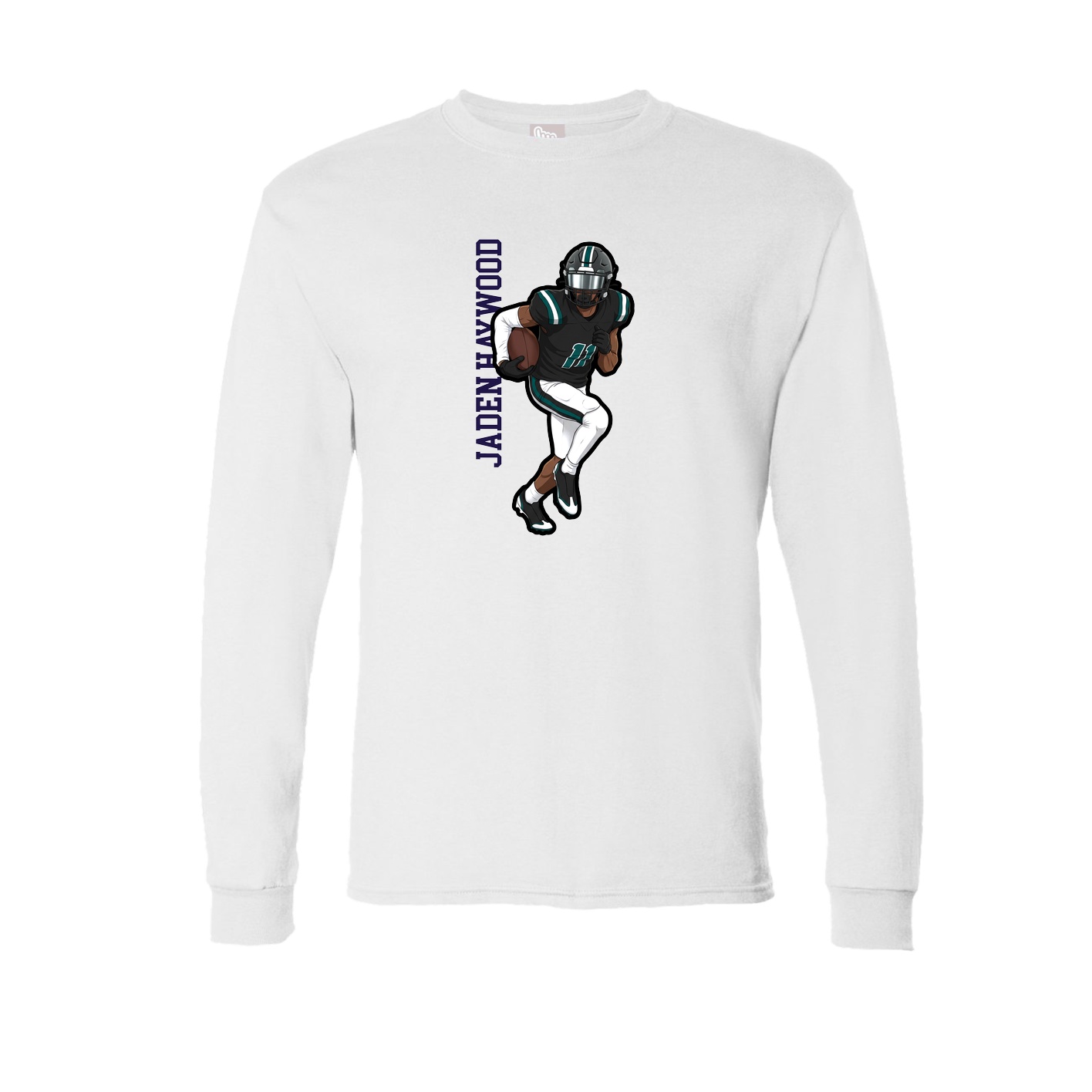 Long Sleeve Tee — Name Vertical in White