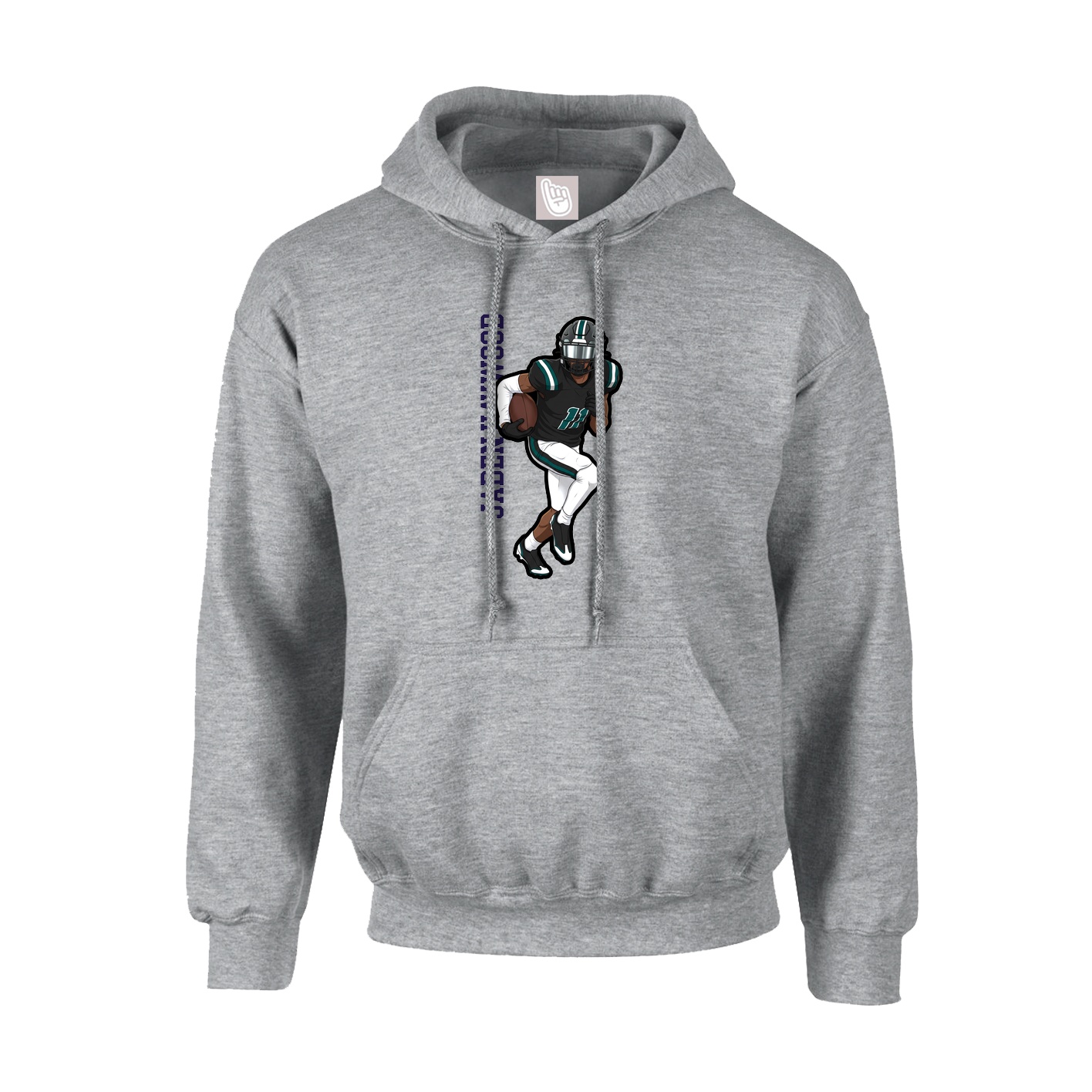 Hoodie — Name Vertical in Grey
