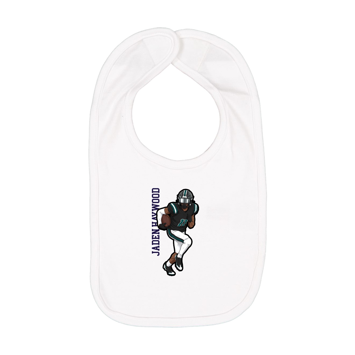 Infant Bib — Name Vertical in White