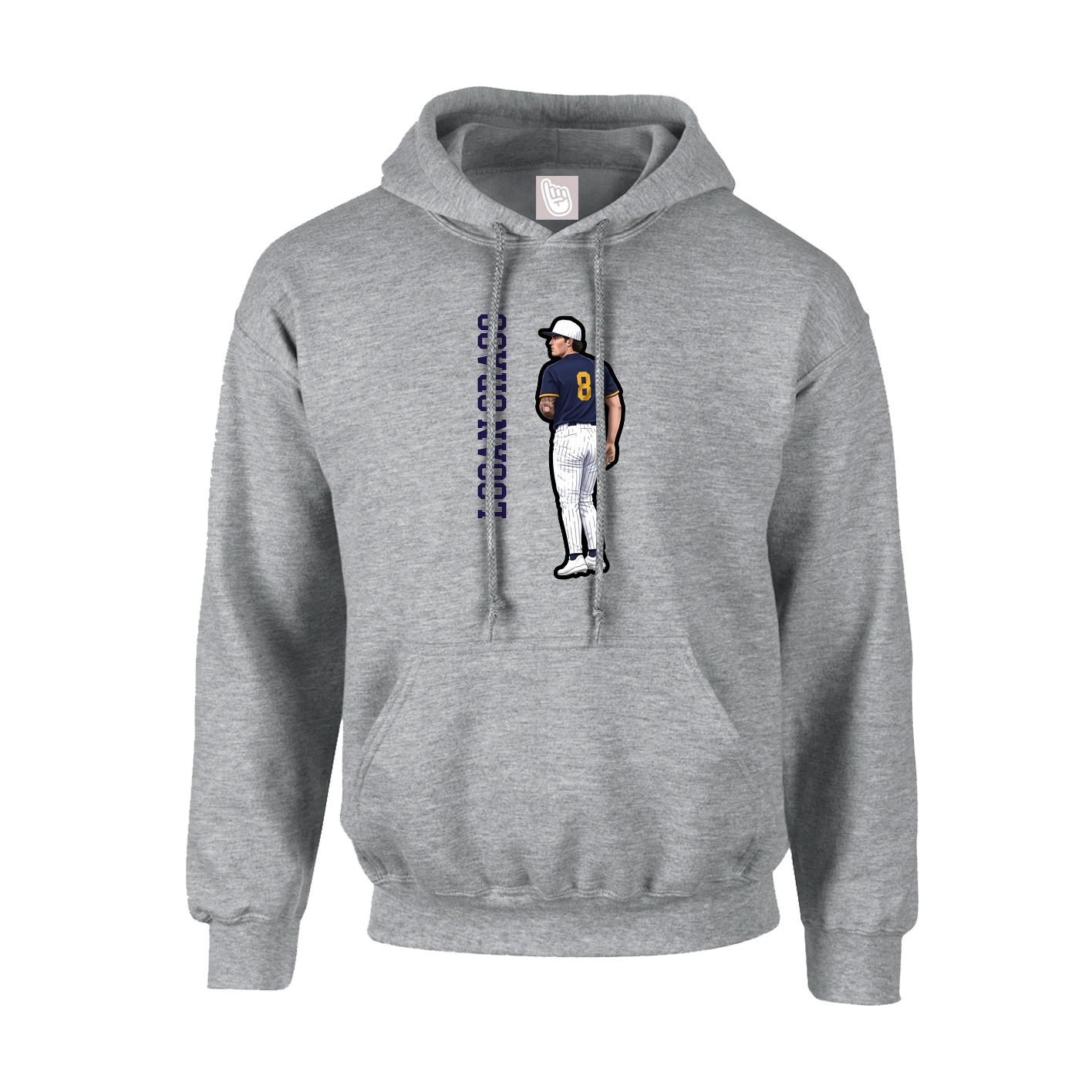 Youth Hoodie — Name Vertical in Grey
