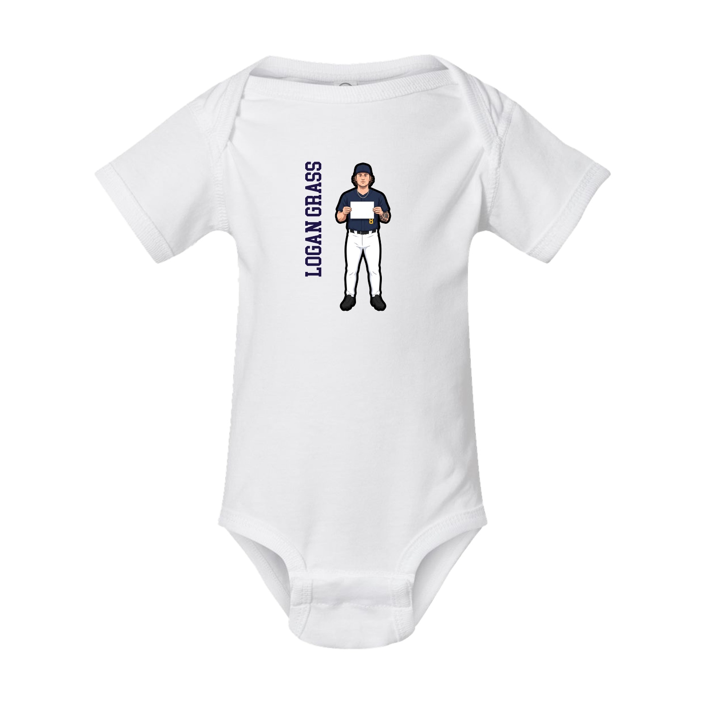 Baby Onesie — Name Vertical in White