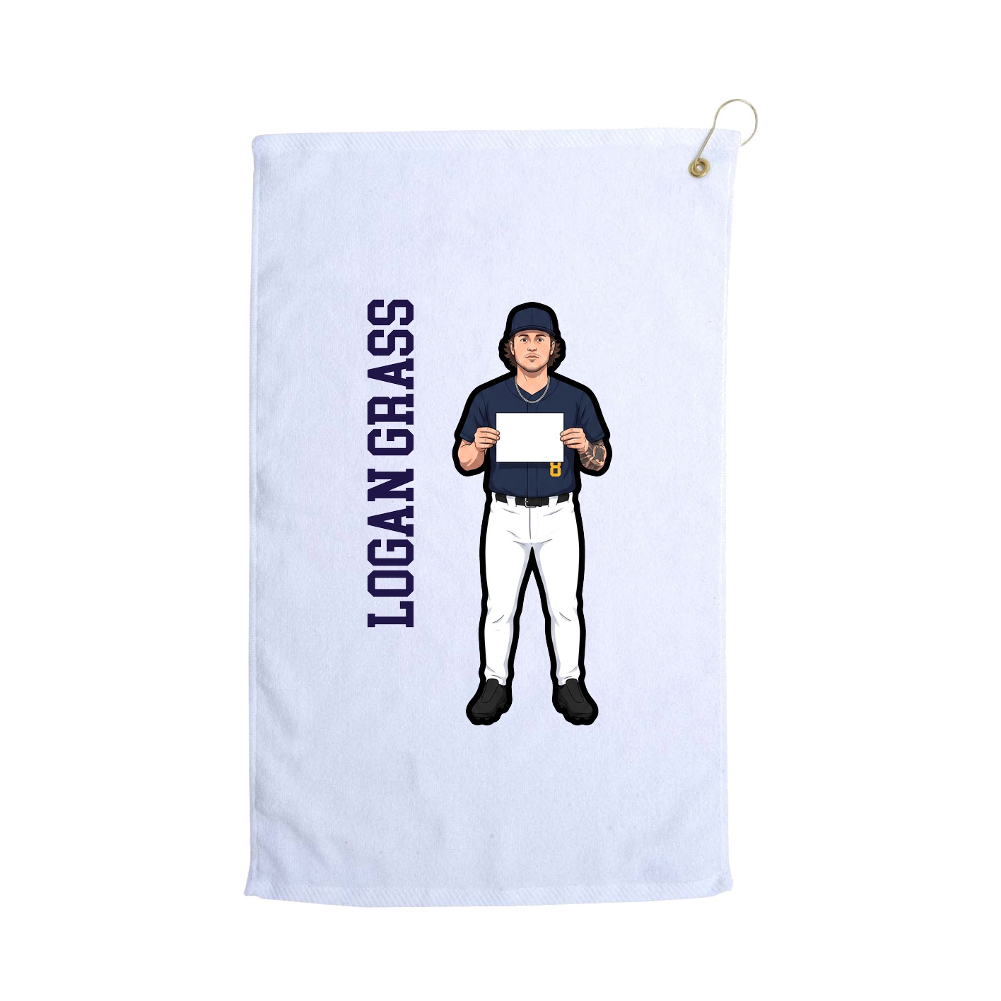 Golf Towel — Name Vertical in White