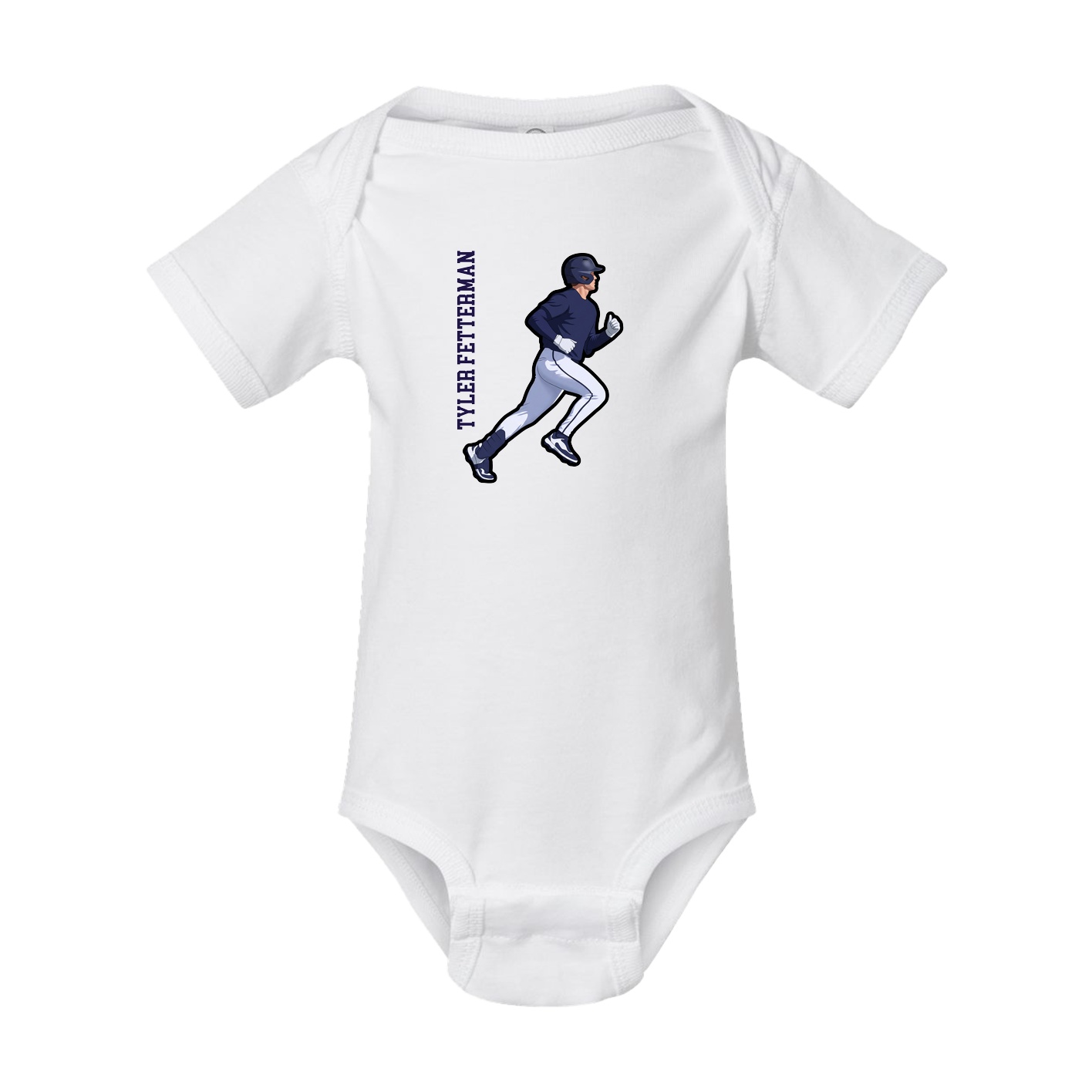 Baby Onesie — Name Vertical in White