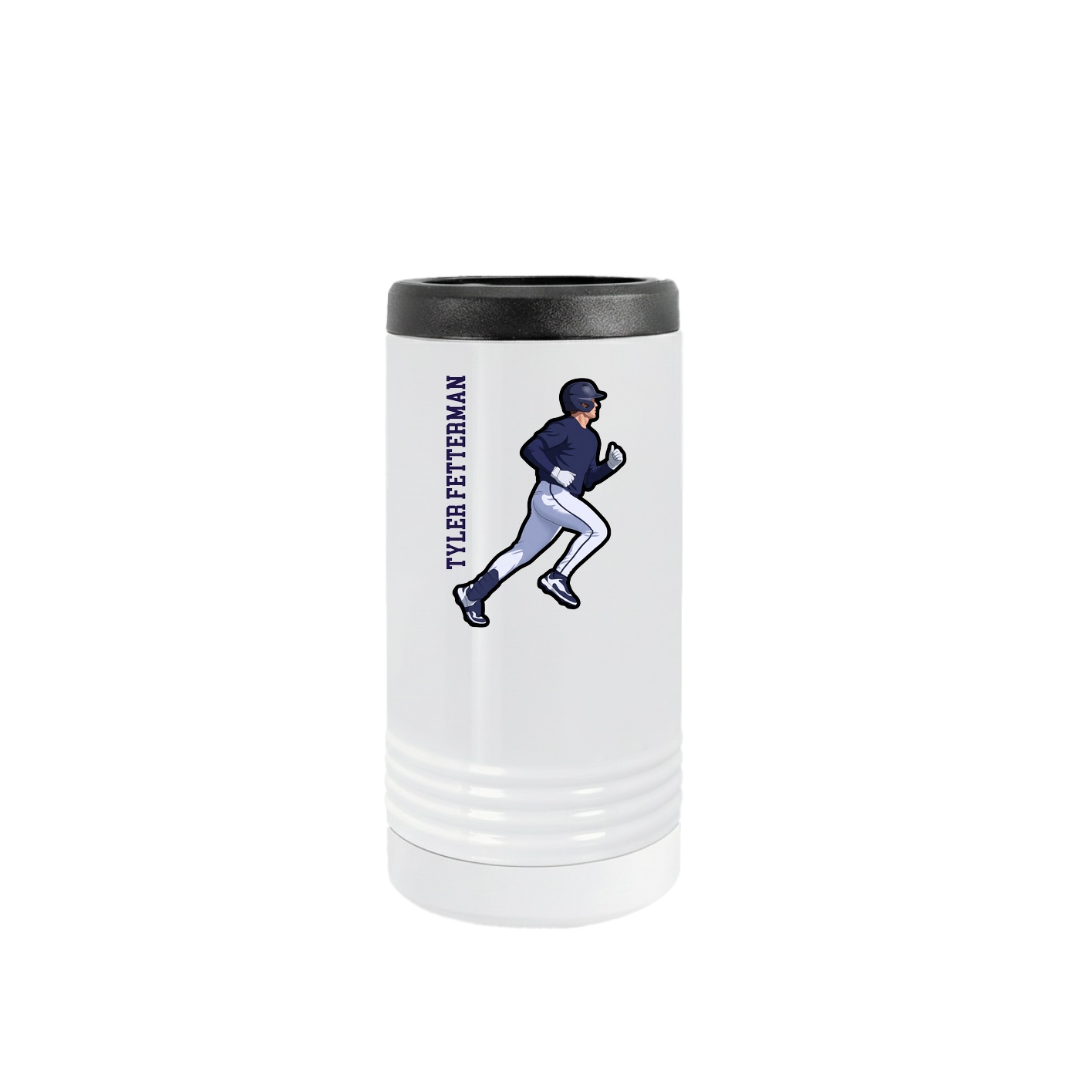 Slim Beverage Holder — Name Vertical in White