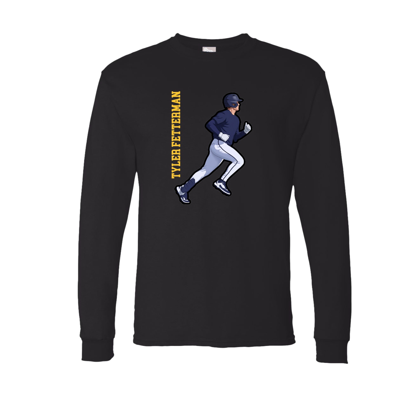 Long Sleeve Tee — Name Vertical in Black
