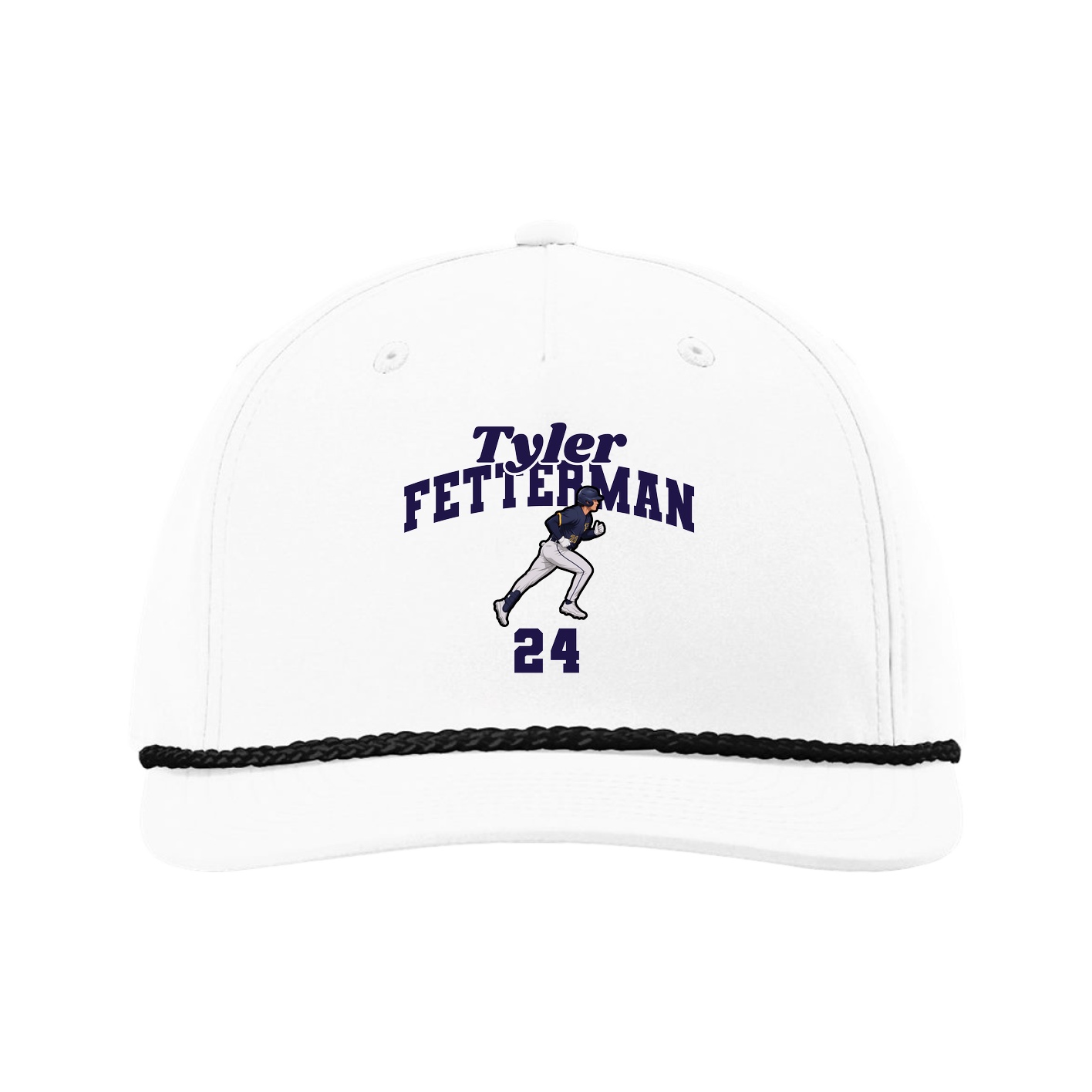 Five-Panel Classic Rope Cap — Signature Arch in White