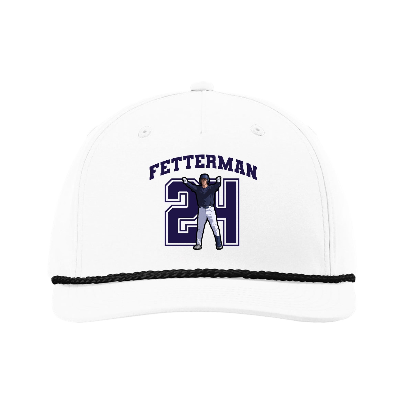 Five-Panel Classic Rope Cap — Number in White