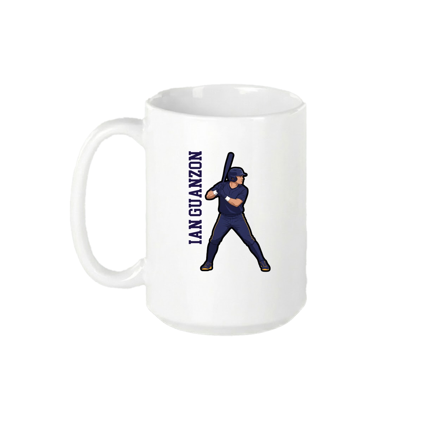 15oz Coffee Mug — Name Vertical in White