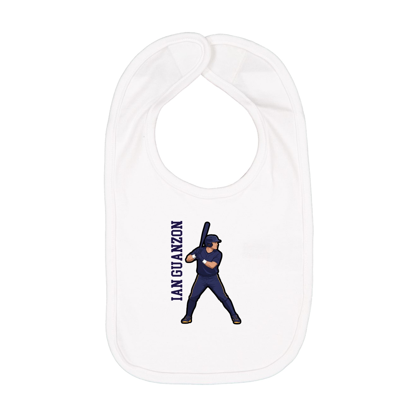 Infant Bib — Name Vertical in White