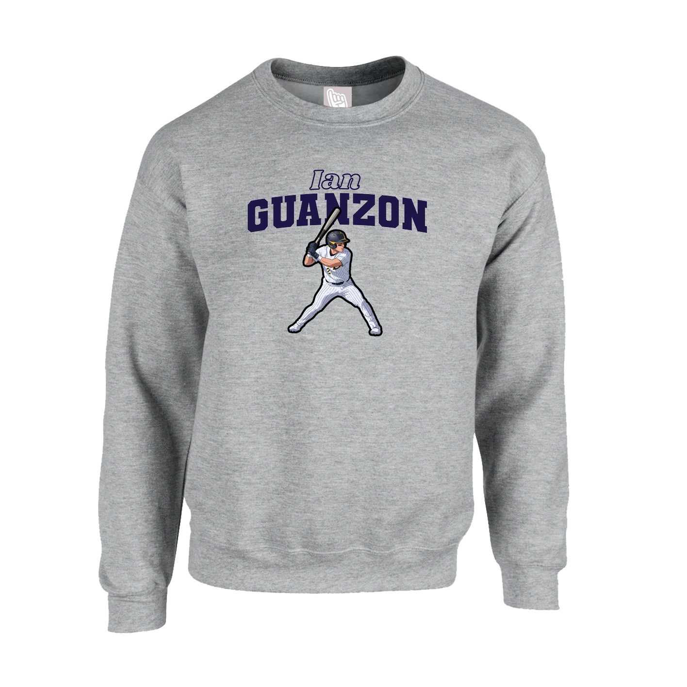 Fleece Crew — Name Arch in Grey