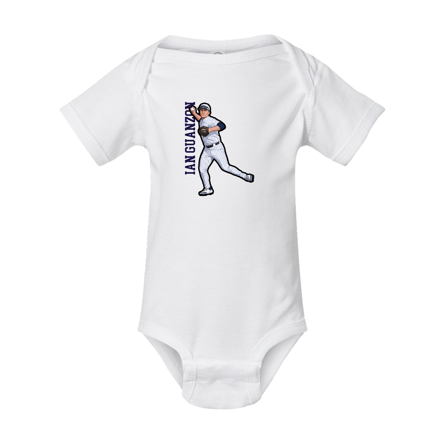 Baby Onesie — Name Vertical in White