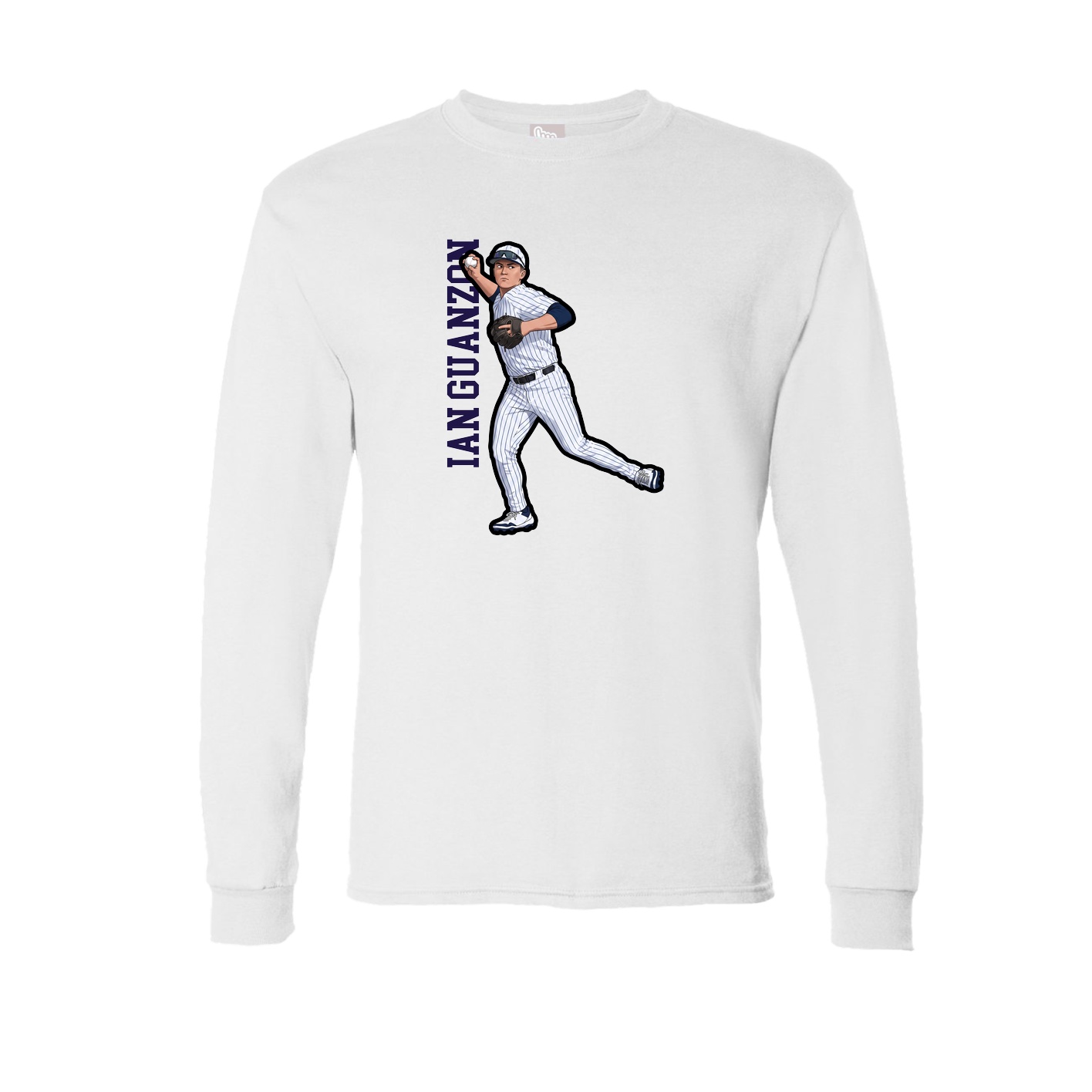 Long Sleeve Tee — Name Vertical in White