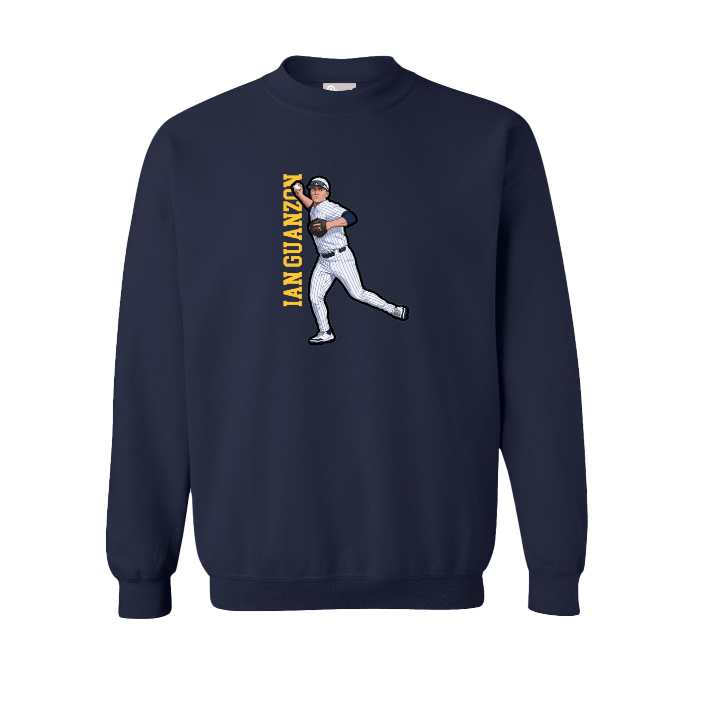 Fleece Crew — Name Vertical in Navy