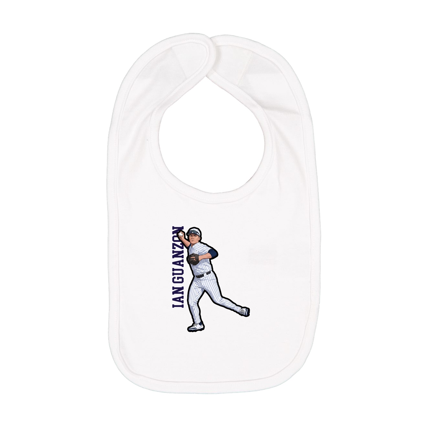 Infant Bib — Name Vertical in White