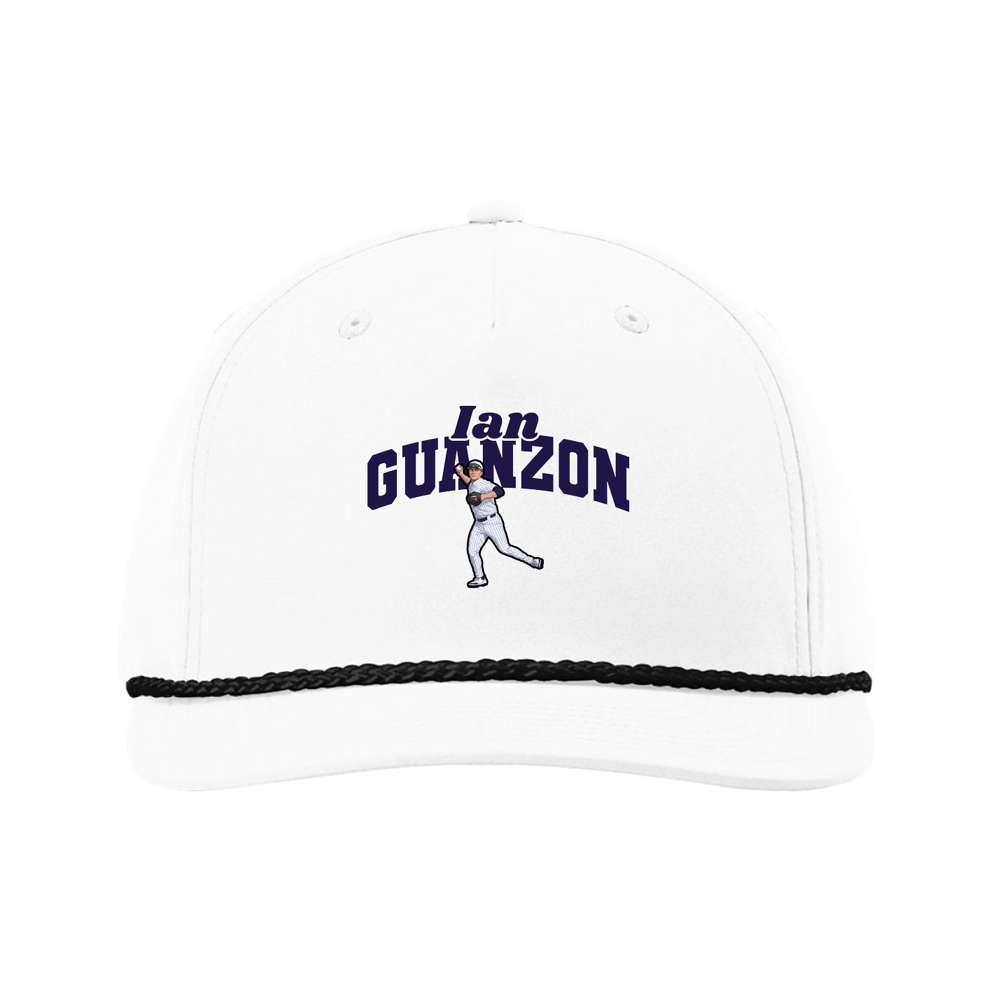 Five-Panel Classic Rope Cap — Signature Arch in White