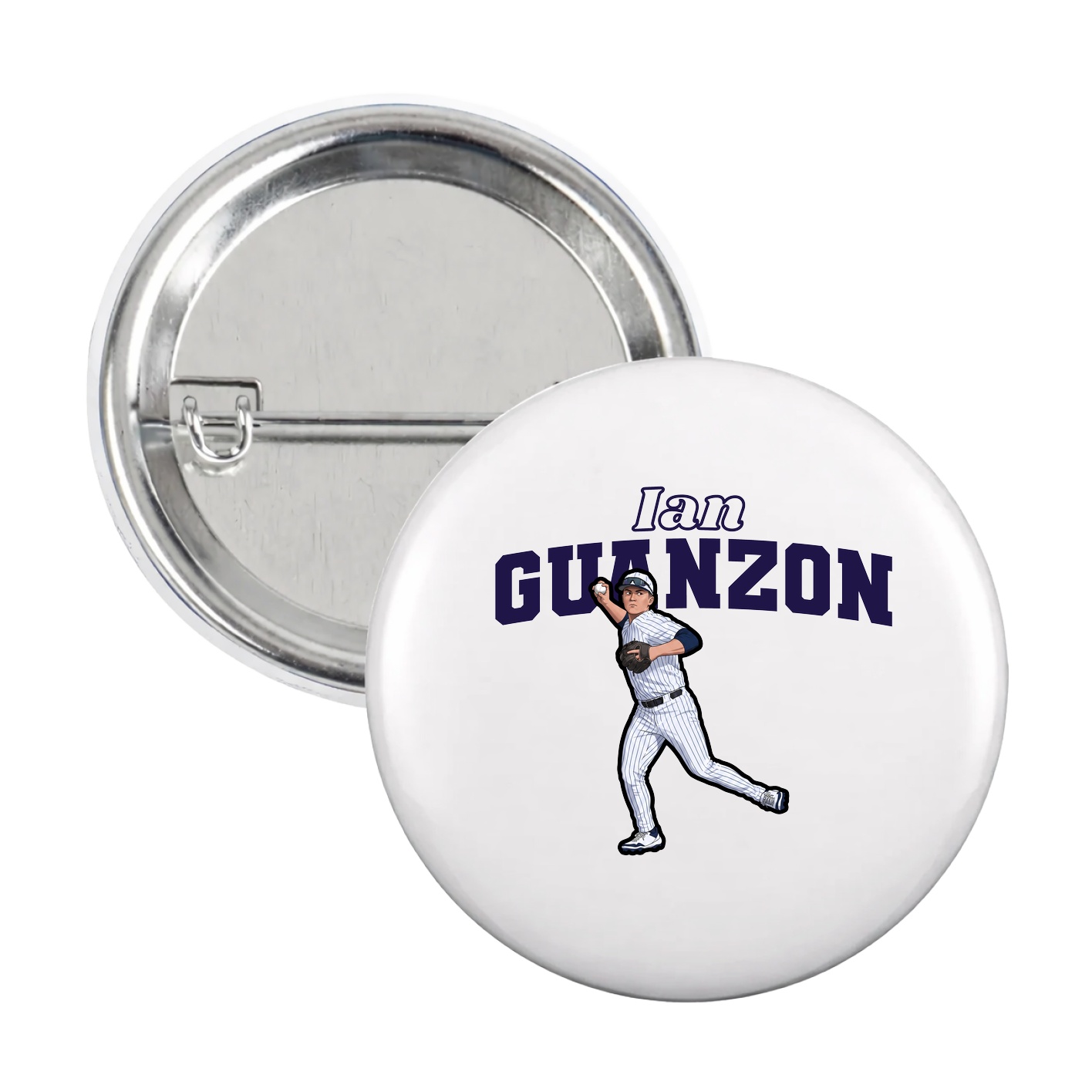 Game Day Button — Name Arch in White