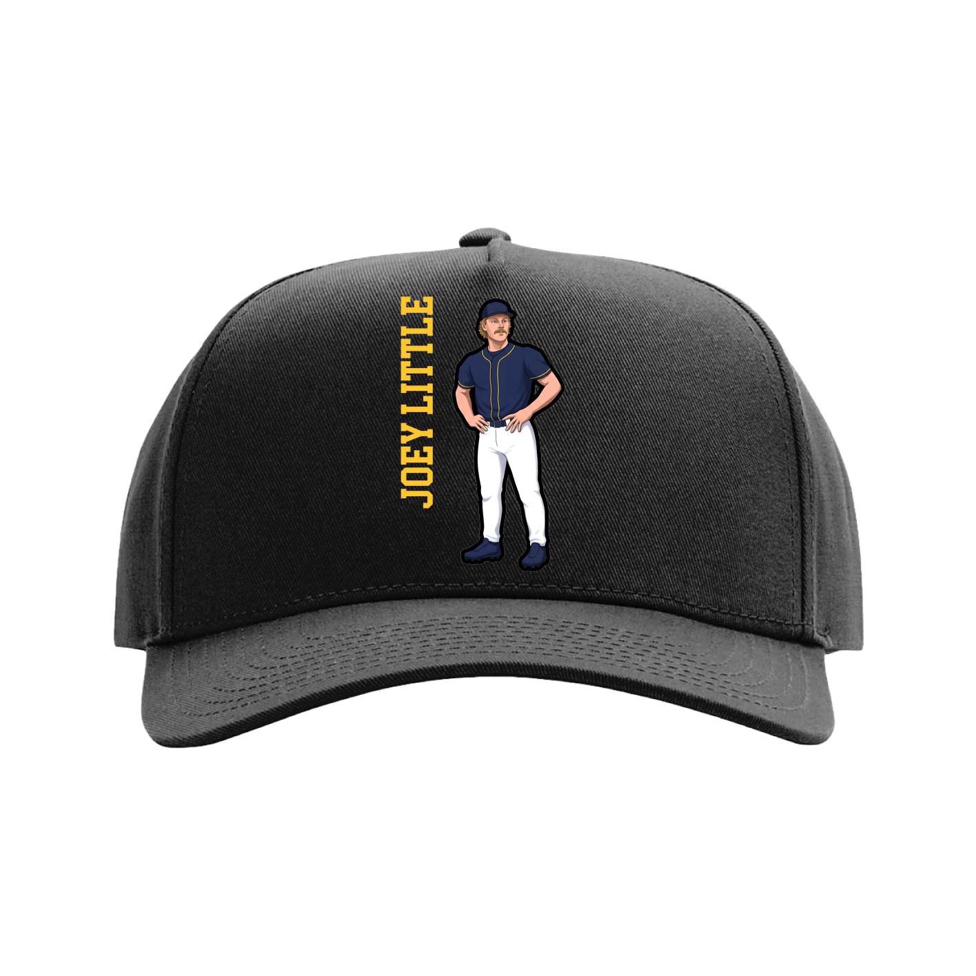 Full Fabric Five-Panel Champ Cap — Name Vertical in Black
