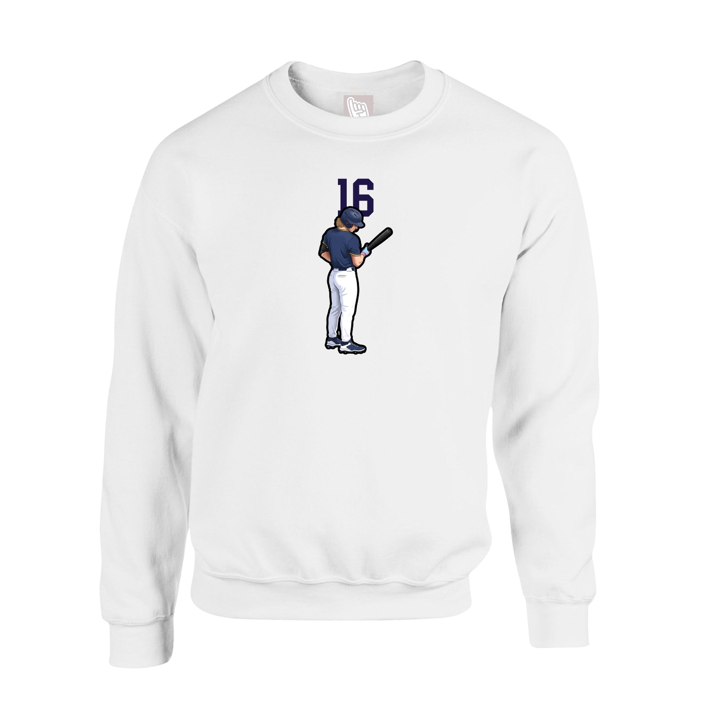 Fleece Crew — Number Top in White