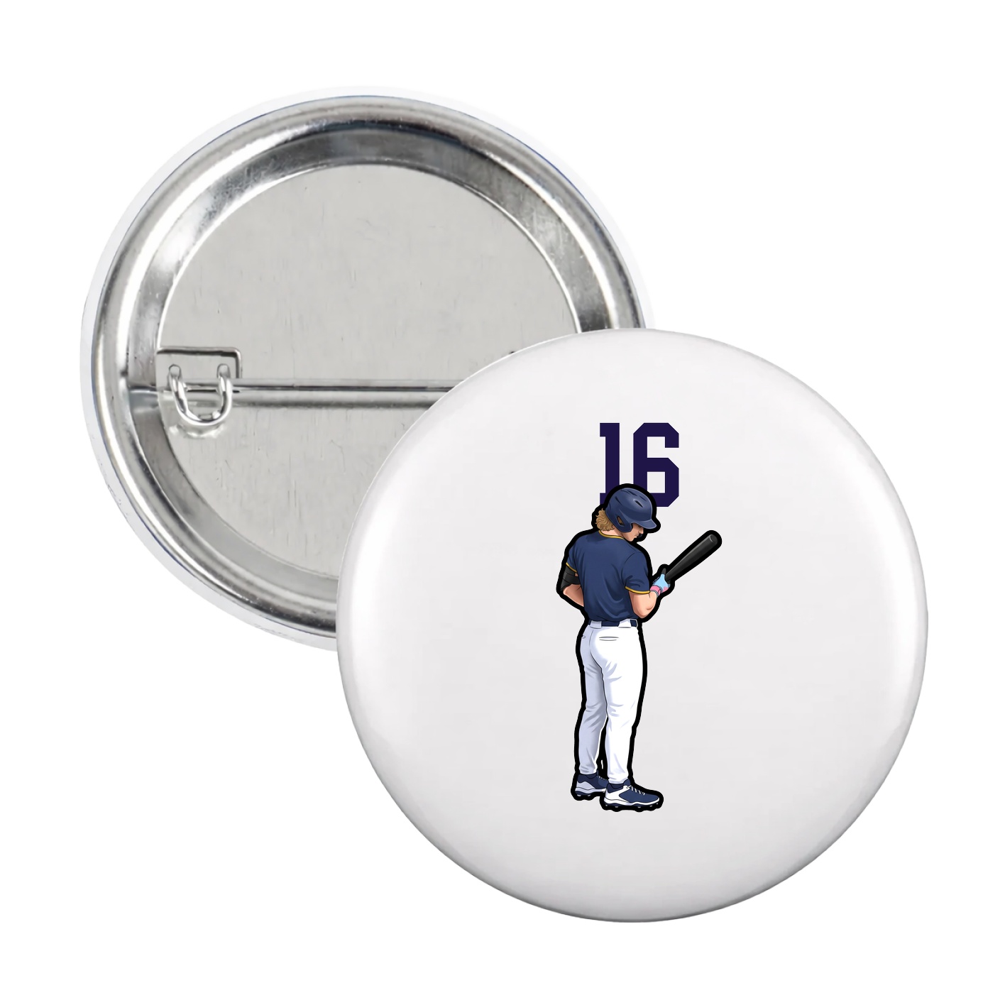 Game Day Button — Number Top in White