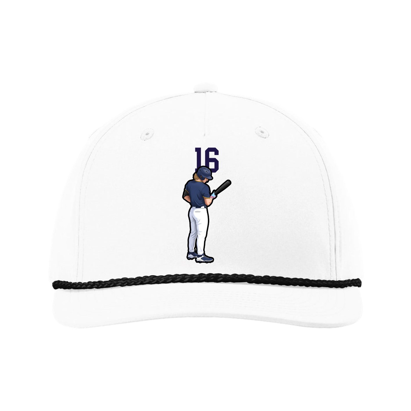 Five-Panel Classic Rope Cap — Number Top in White