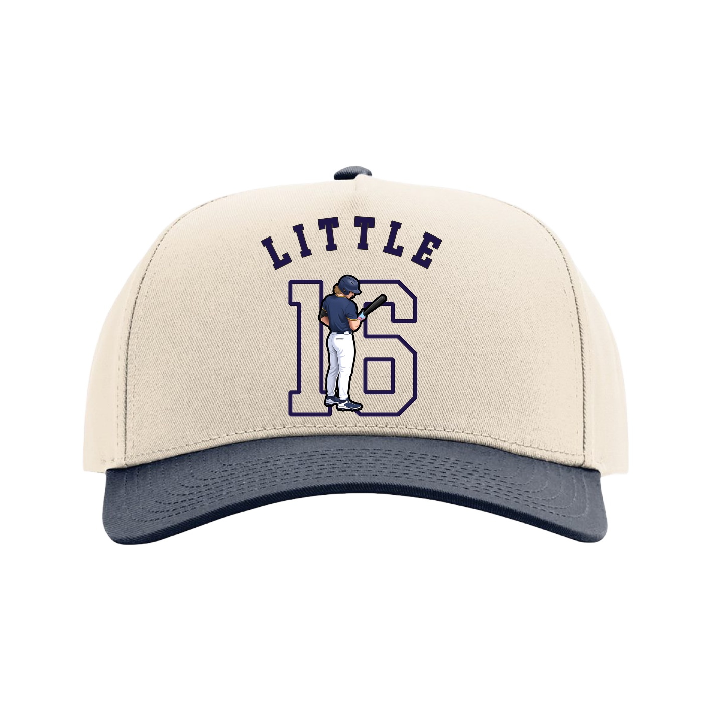 Full Fabric Five-Panel Champ Cap — Shirsey Arch in Cream/Navy
