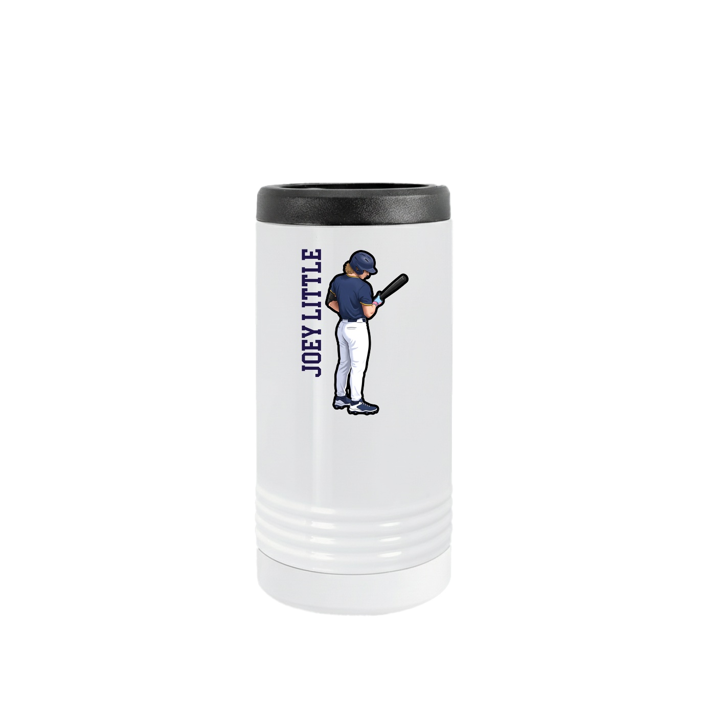 Slim Beverage Holder — Name Vertical in White