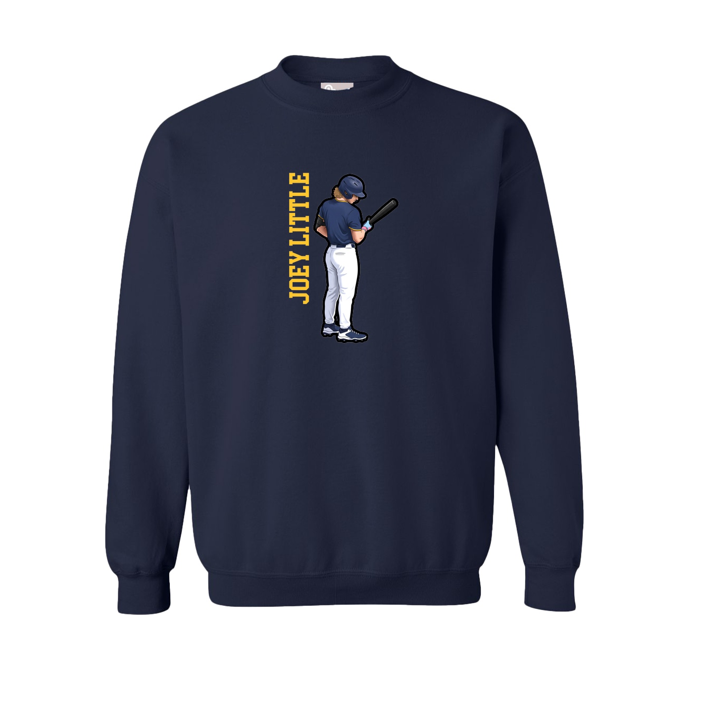 Fleece Crew — Name Vertical in Navy