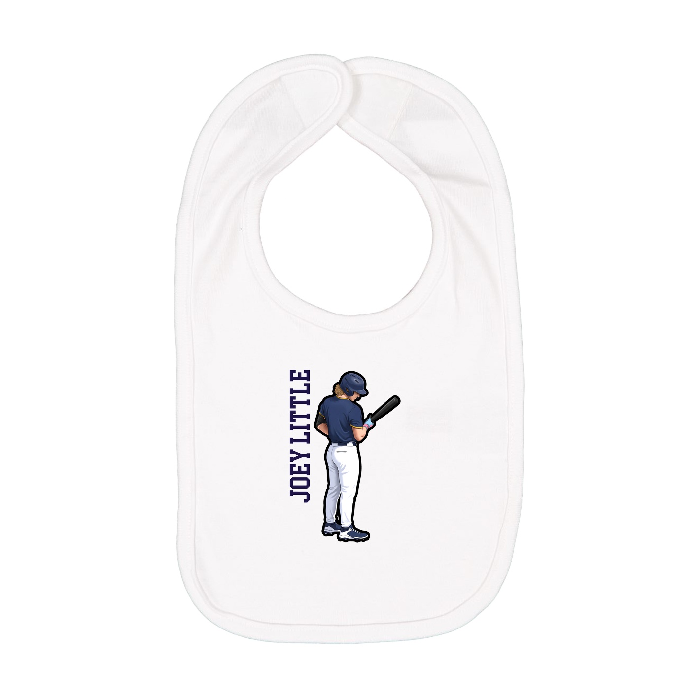 Infant Bib — Name Vertical in White