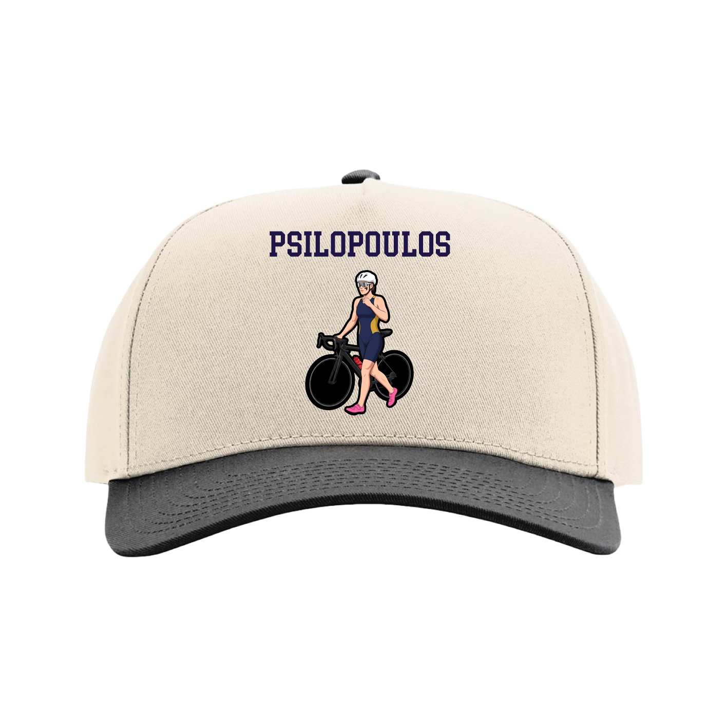 Full Fabric Five-Panel Champ Cap — Shirsey in Cream/Black