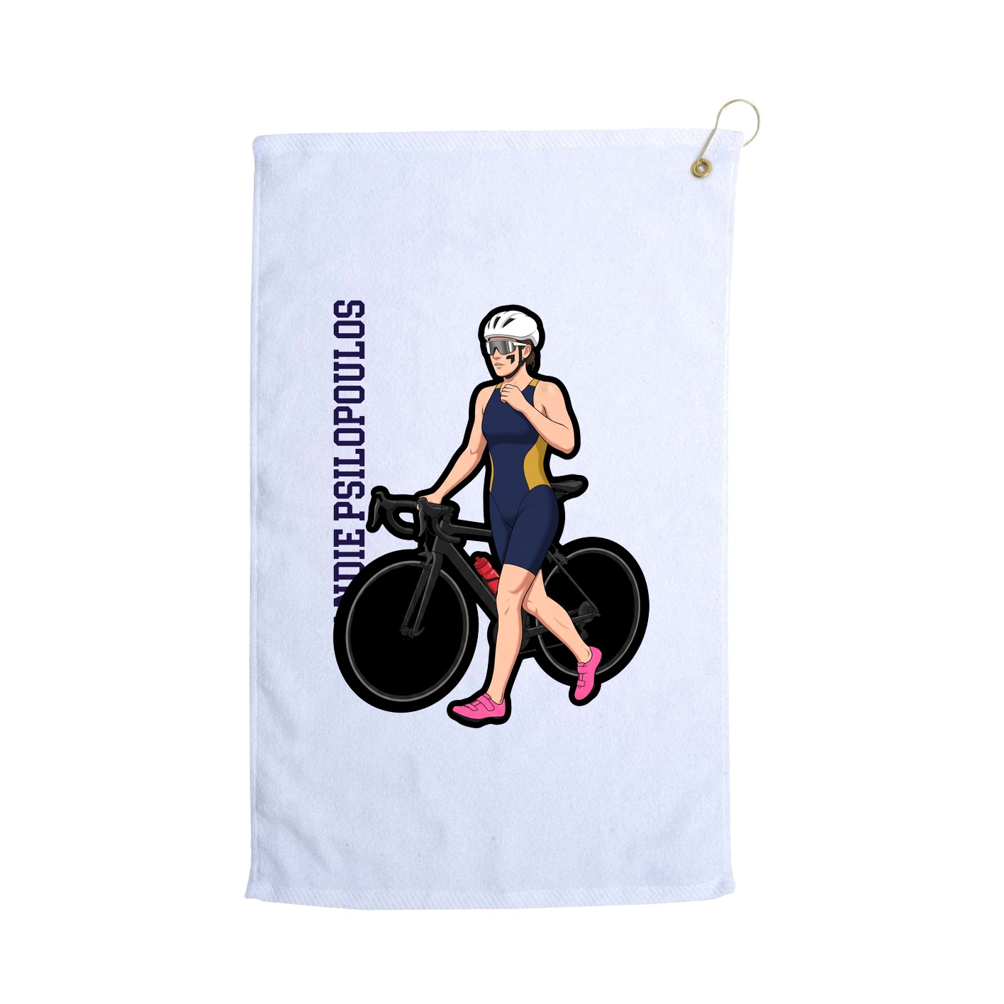 Golf Towel — Name Vertical in White