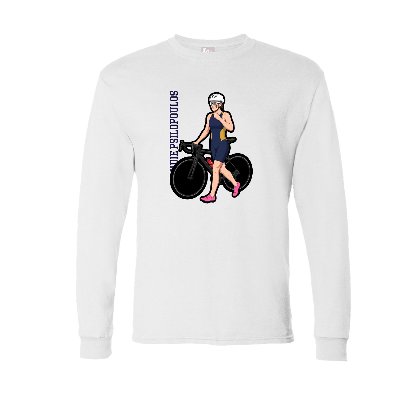 Long Sleeve Tee — Name Vertical in White