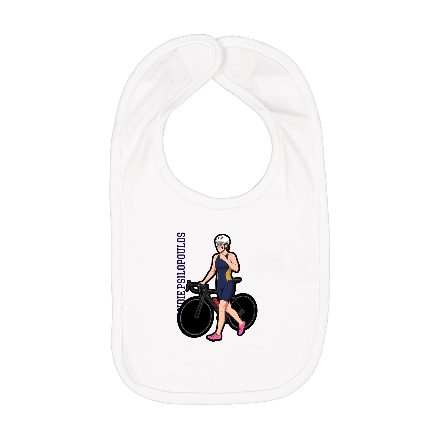 Infant Bib — Name Vertical in White