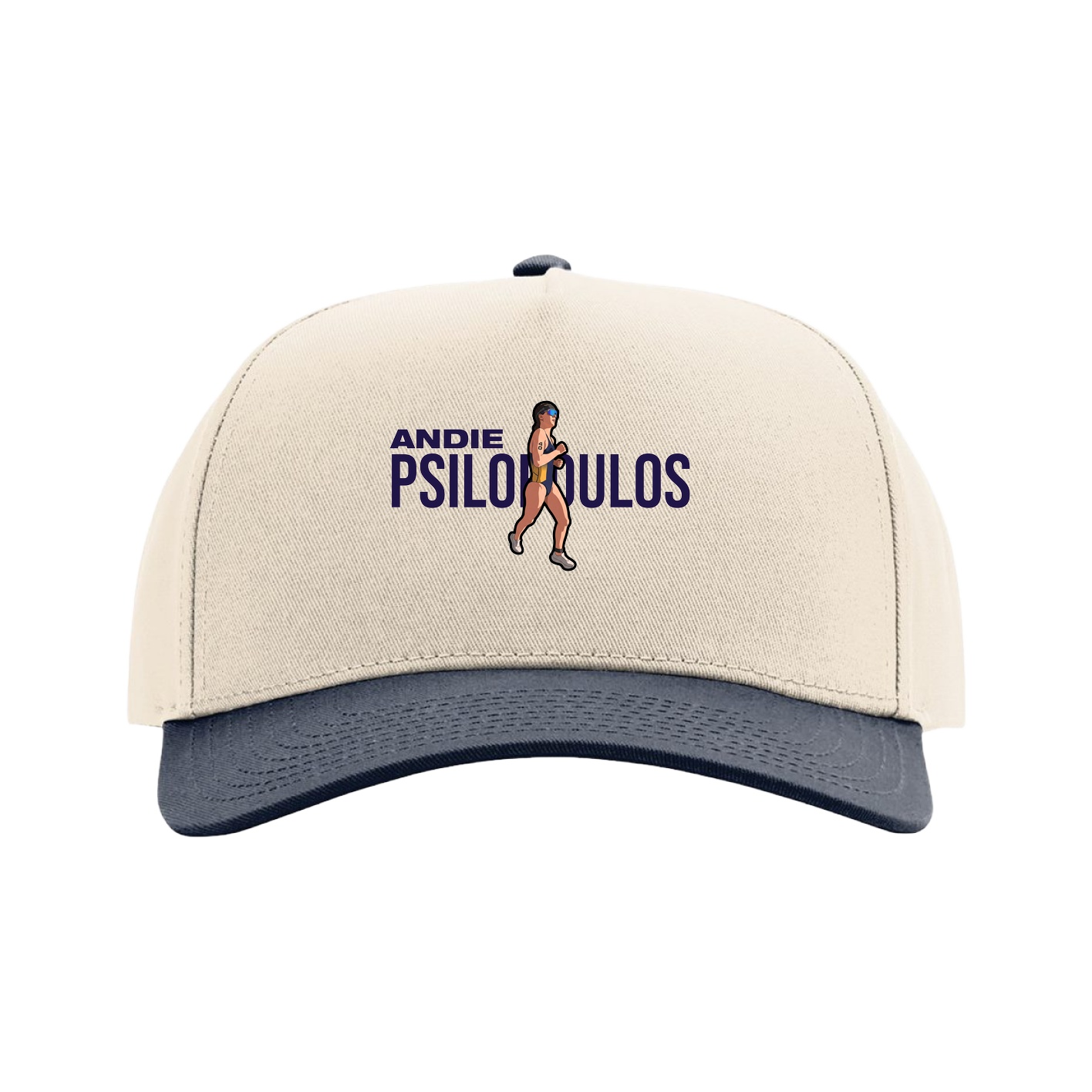 Full Fabric Five-Panel Champ Cap — Player Name in Cream/Navy