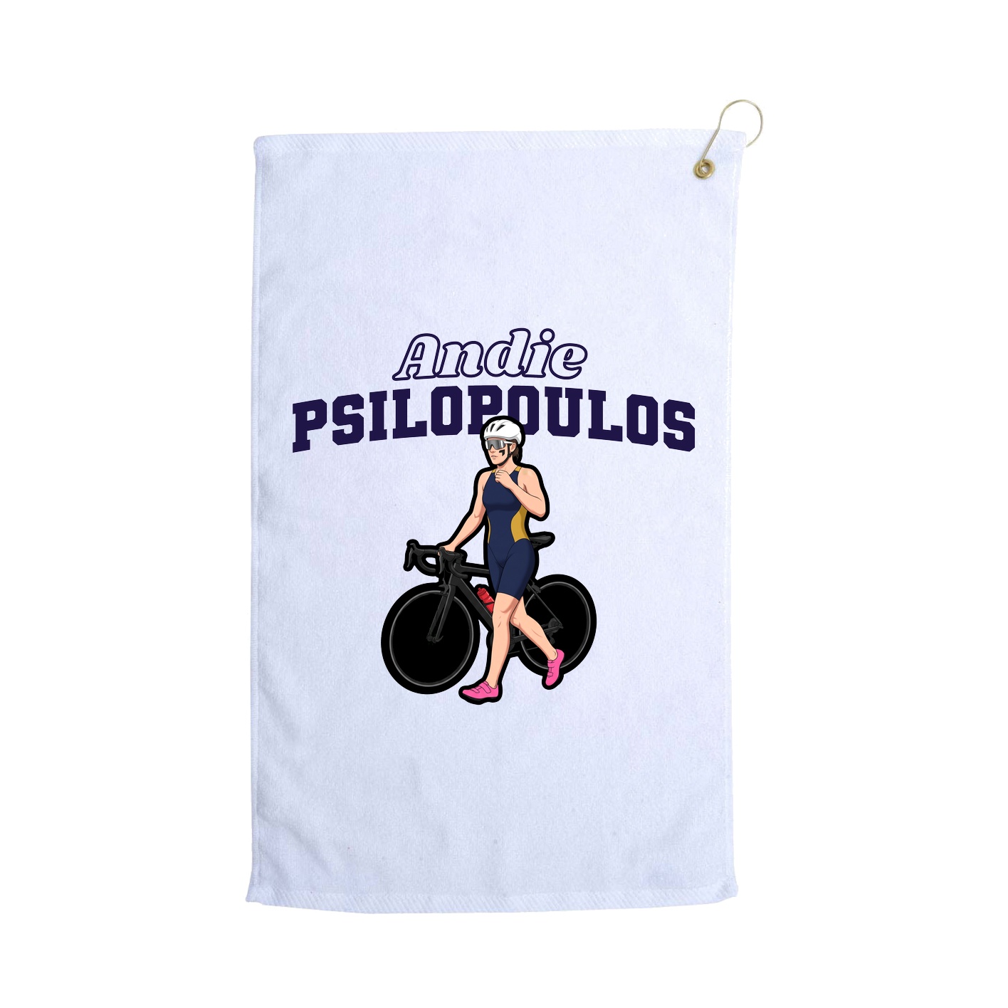 Golf Towel — Name Arch in White