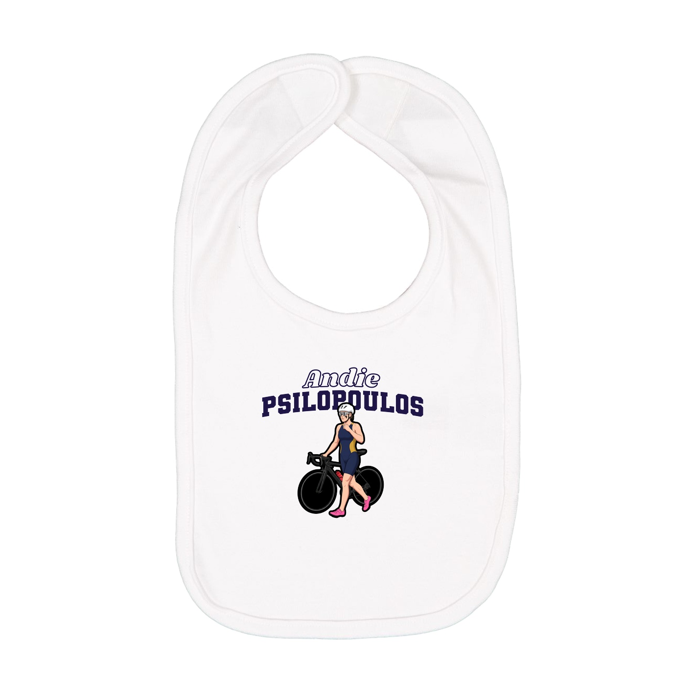 Infant Bib — Name Arch in White