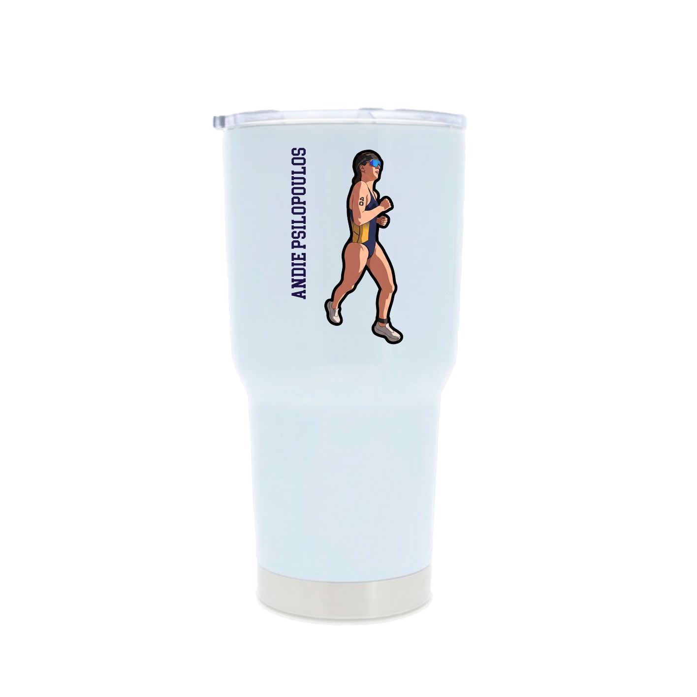 30oz Stainless Steel Tumbler — Name Vertical in White