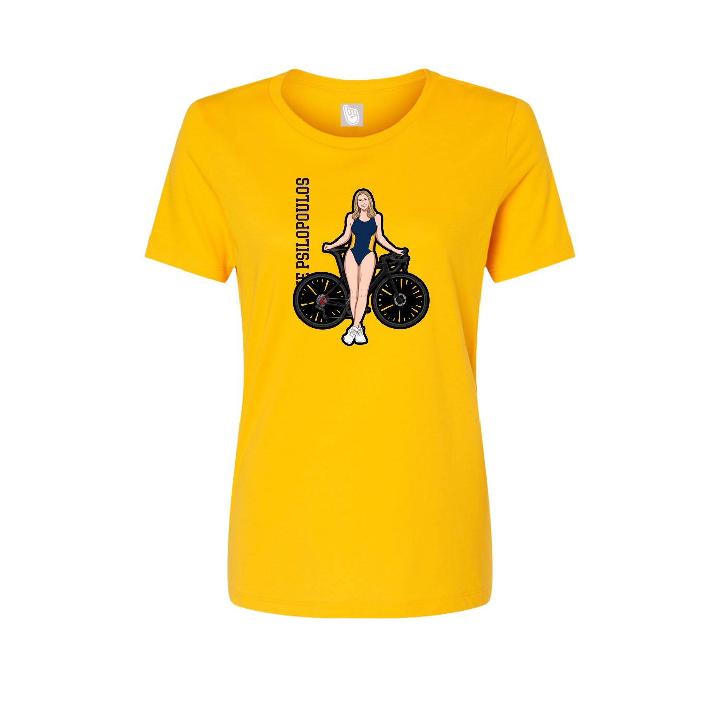 Womens Tee — Name Vertical in Gold