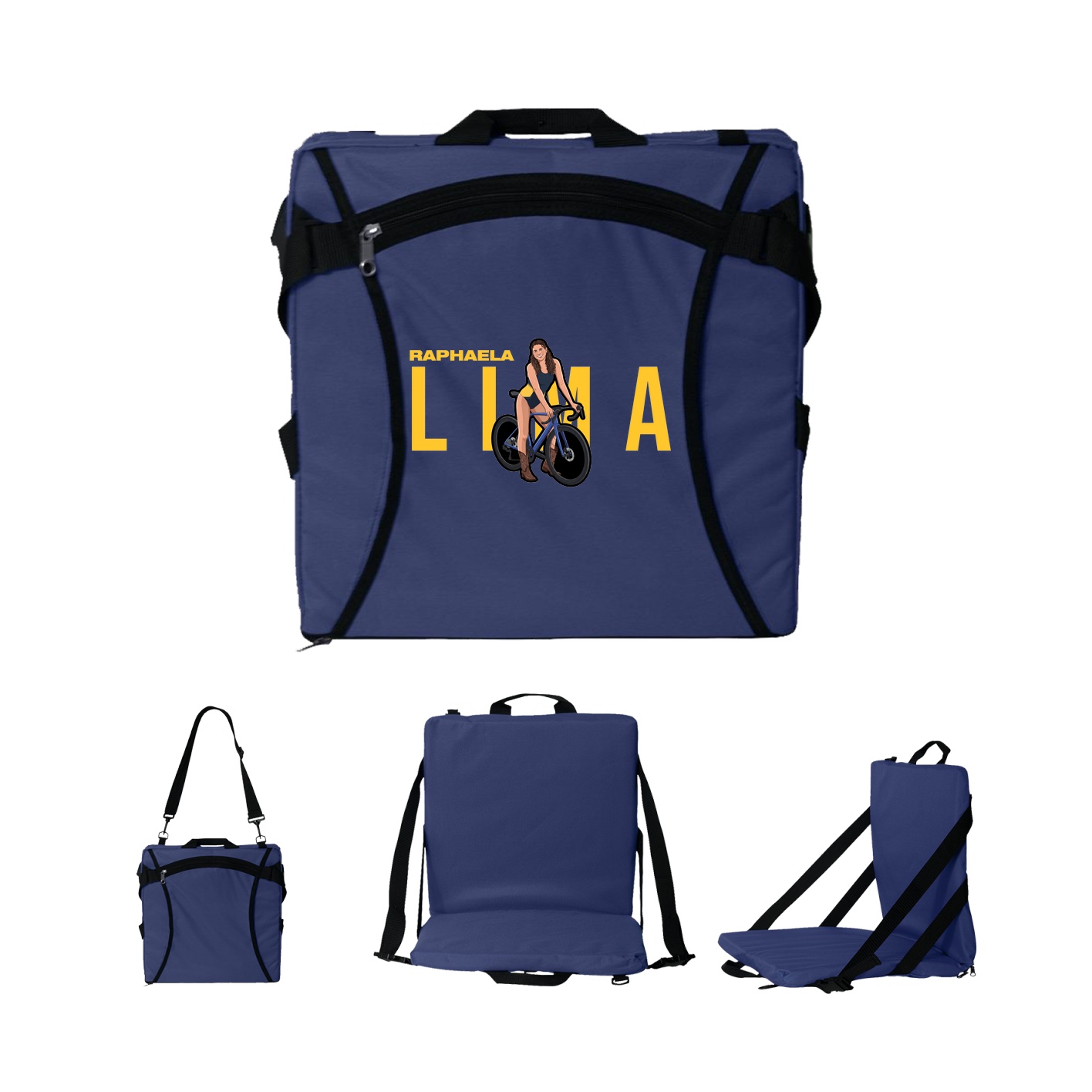 Folding Stadium Seat — Player Name in Navy