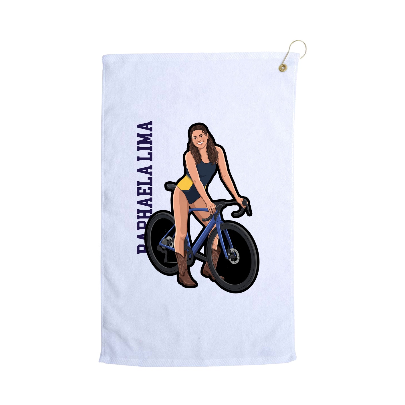 Golf Towel — Name Vertical in White