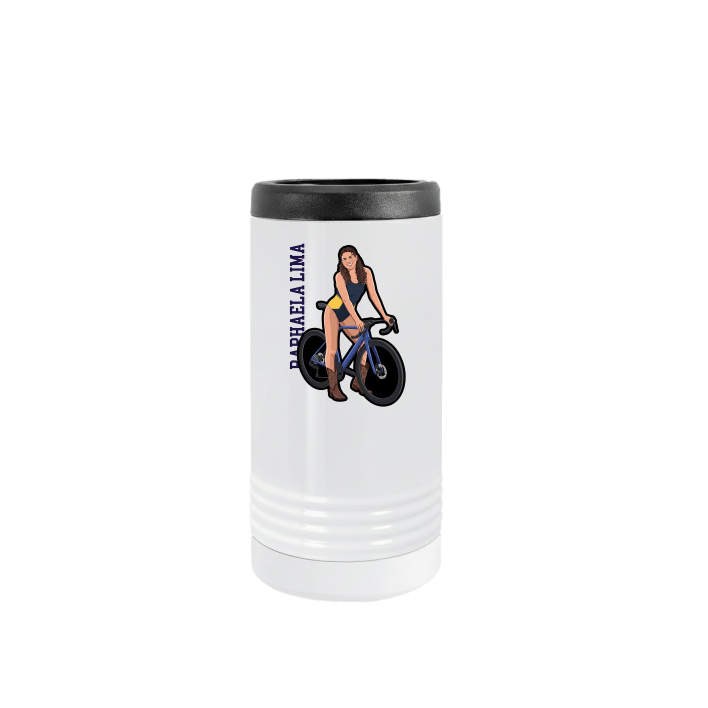 Slim Beverage Holder — Name Vertical in White