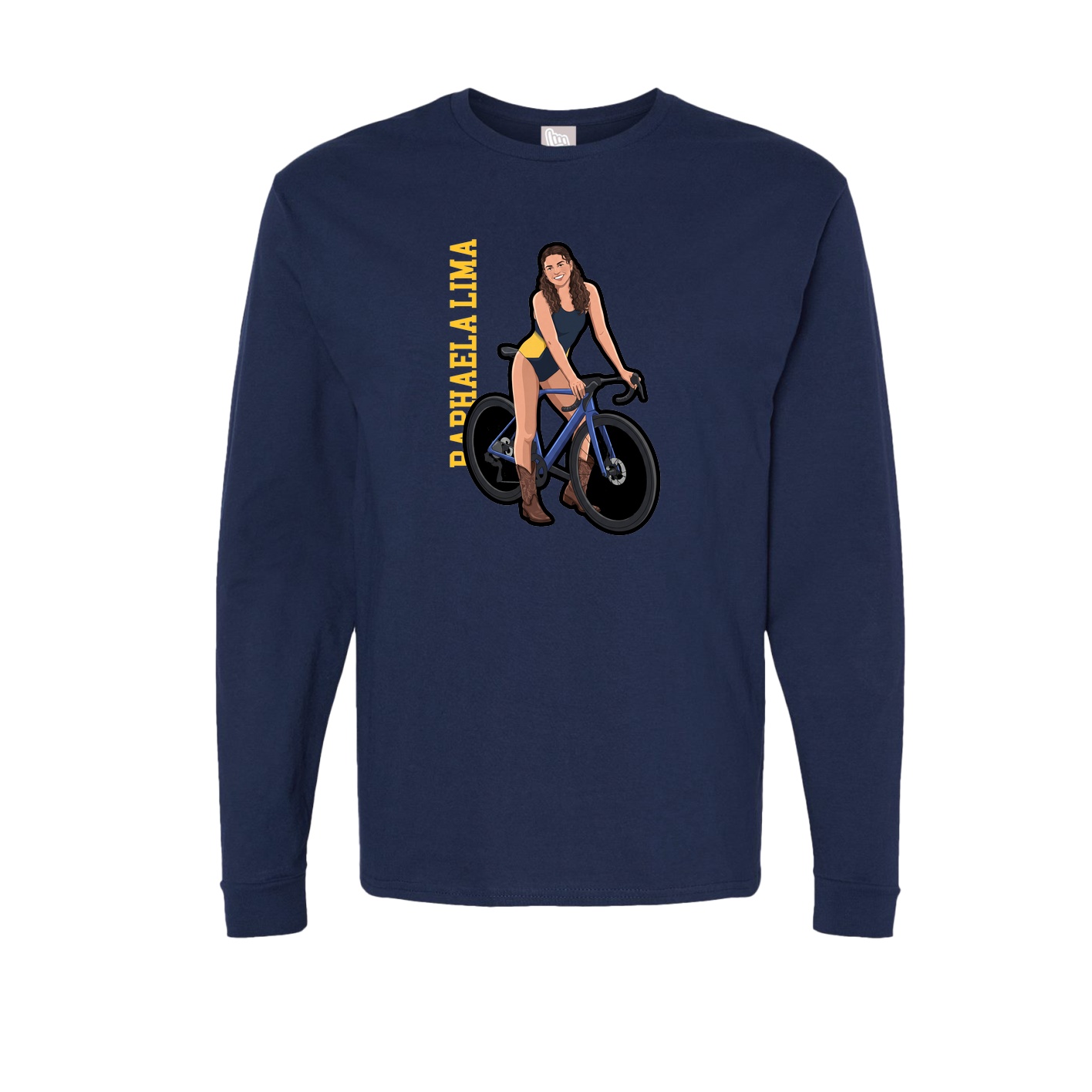 Long Sleeve Tee — Name Vertical in Navy