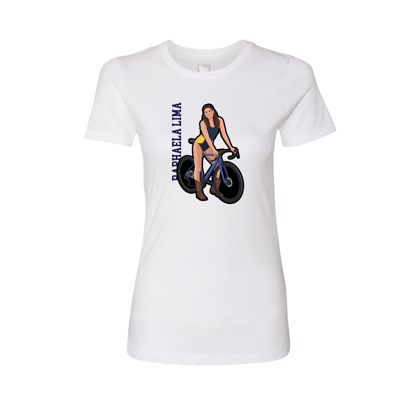 Fitted Women's Tee — Name Vertical in White