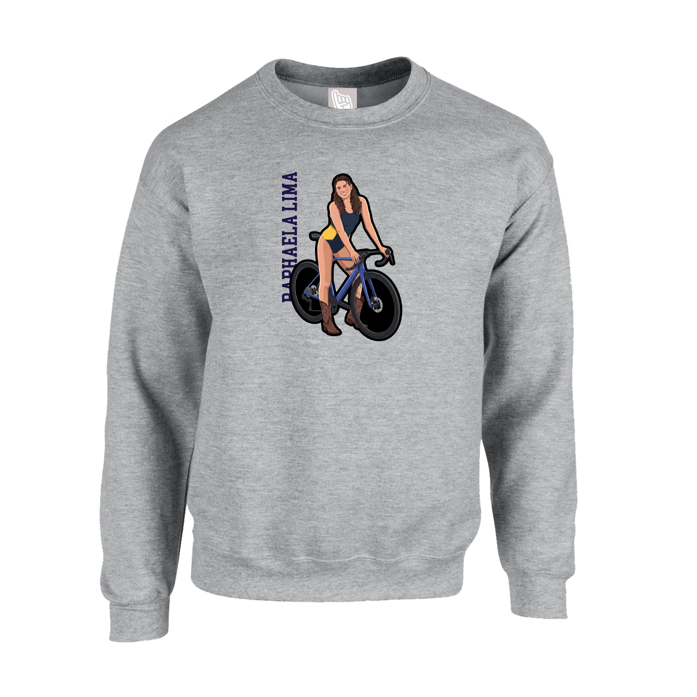 Fleece Crew — Name Vertical in Grey