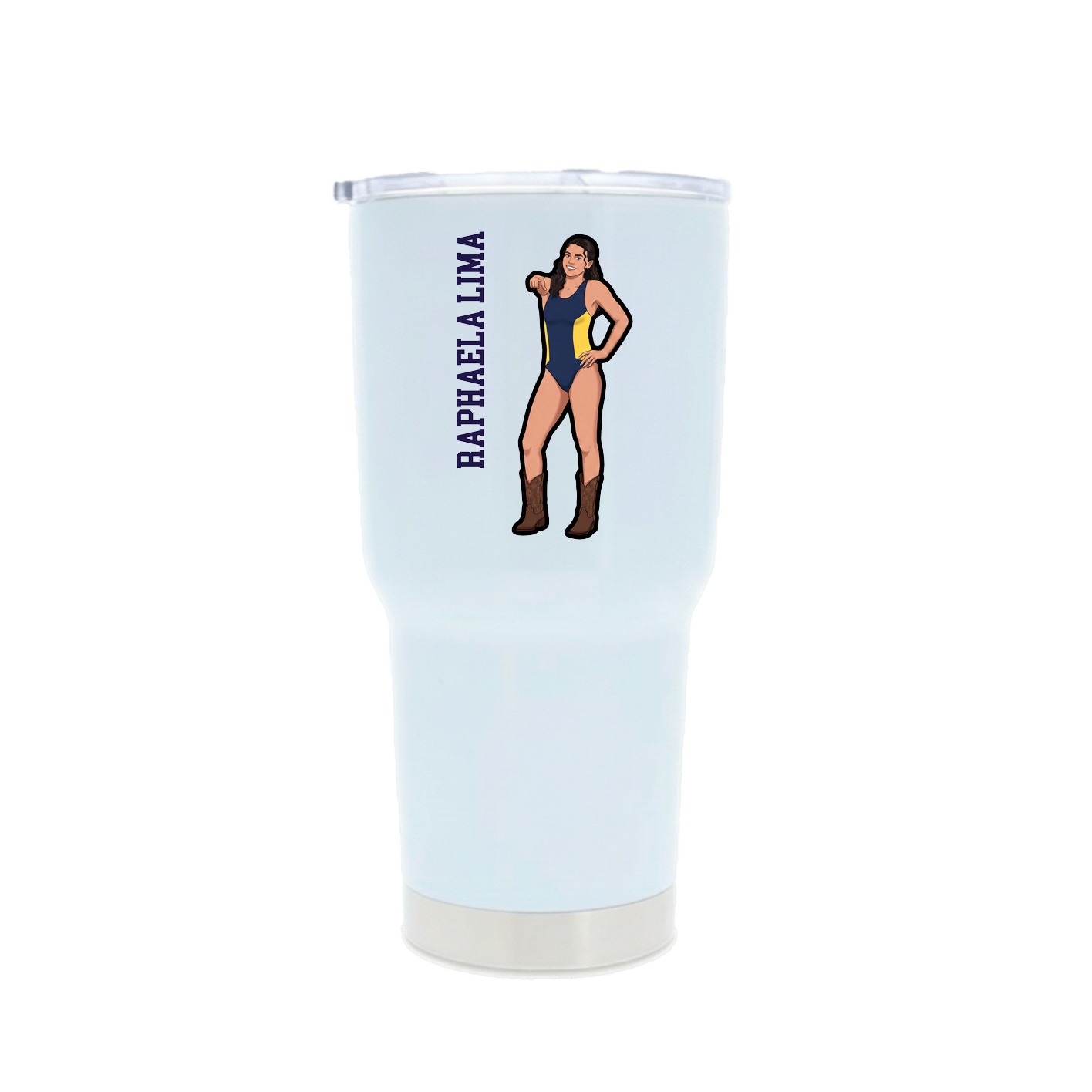 30oz Stainless Steel Tumbler — Name Vertical in White