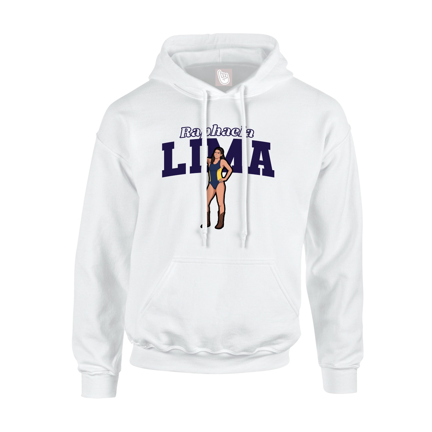 Youth Hoodie — Name Arch in White